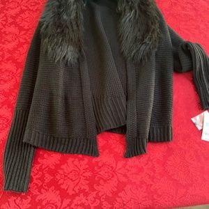Faux Fur BCX Black Sweater
